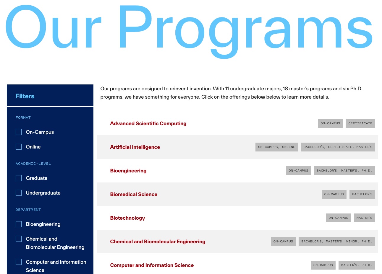 Academic Program Discovery